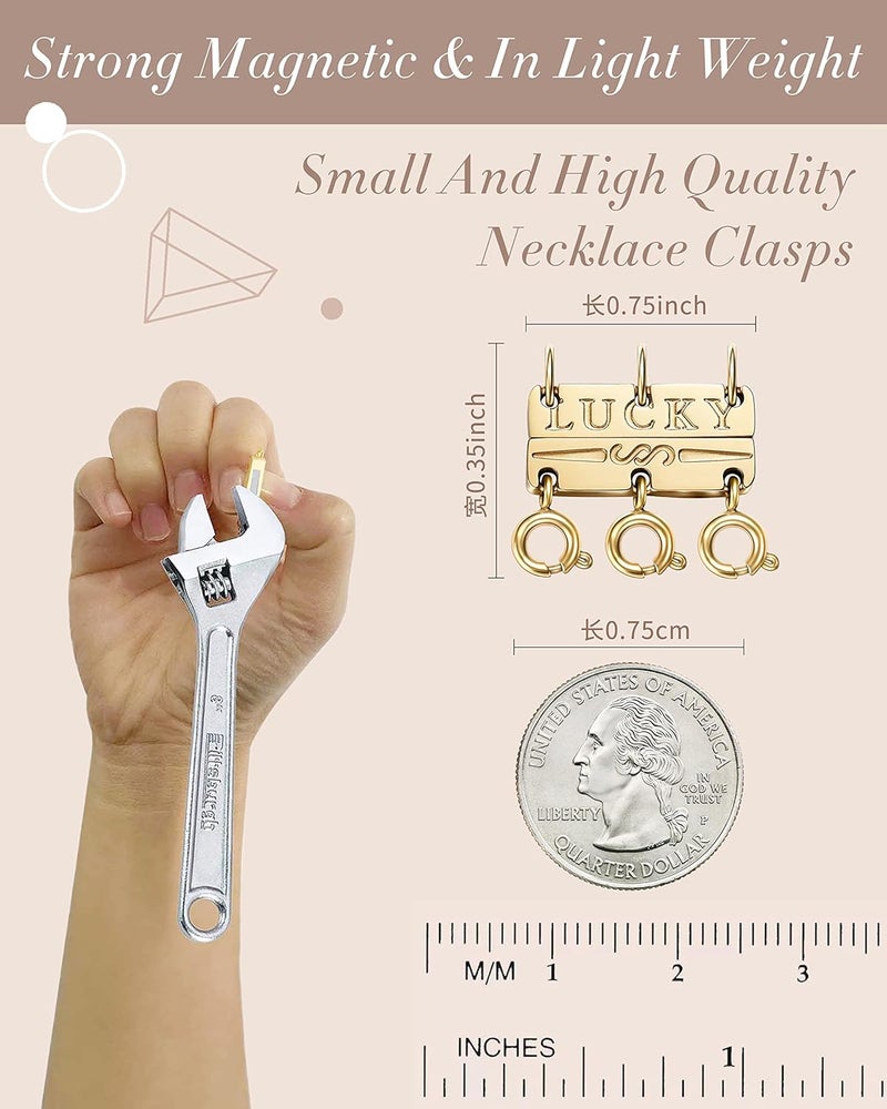 OHINGLT Lucky Necklace Layering Clasp Separator for Stackable,14K Gold and Silver Plated Multiple Necklace Clasps for Women - Image 2